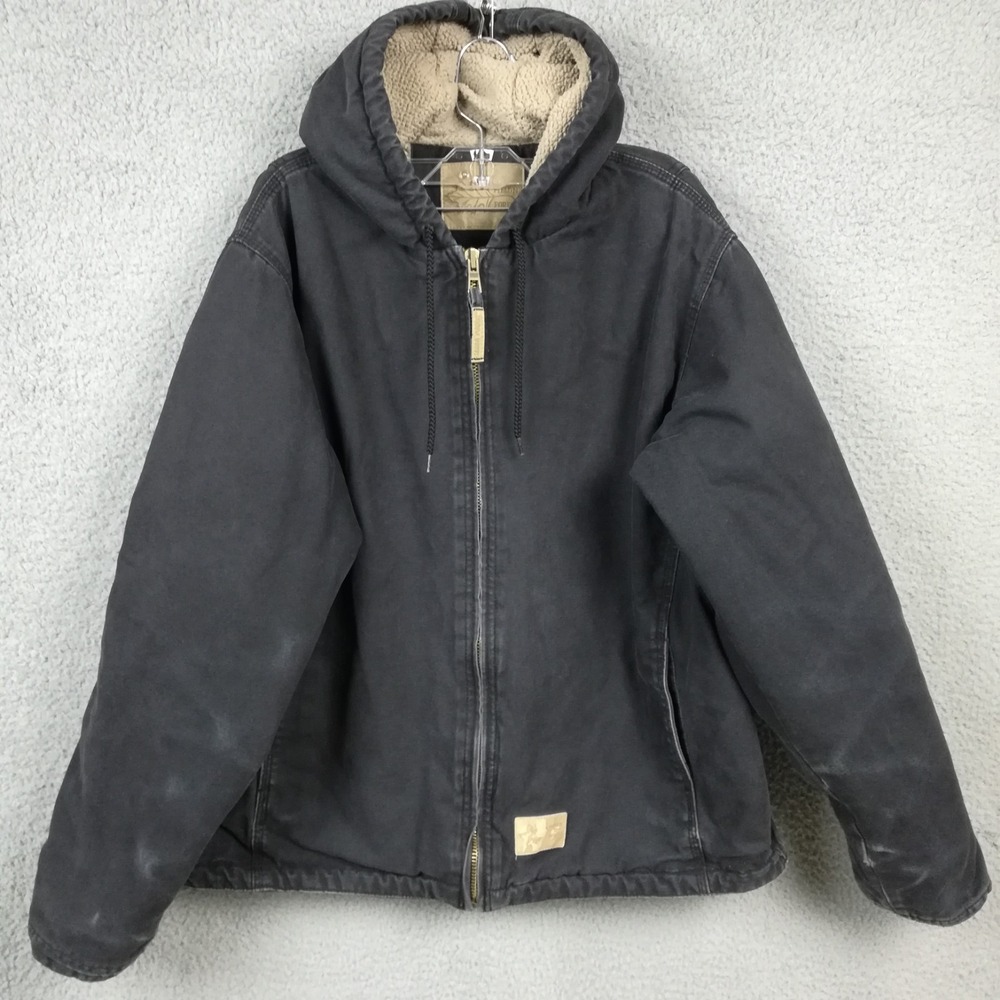 Field N Forest Womens Work Jacket Hooded Inside Canvas Black Sherpa Chore XL